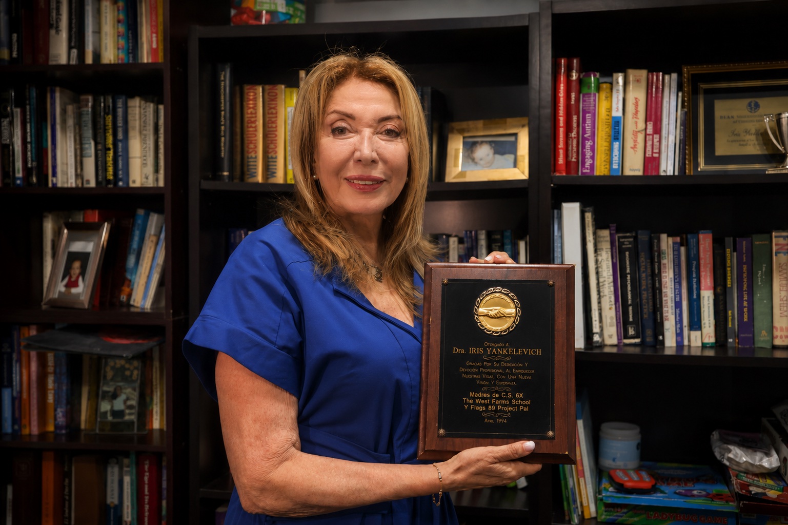 Iris Yankelevich, LCSW, founder of YES Psychotherapy Services, with her books